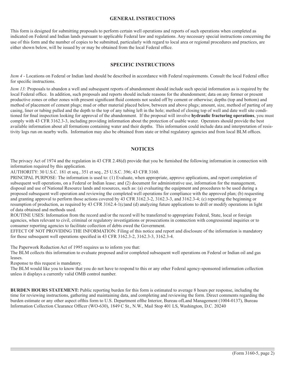 BLM Form 3160-5 Sundry Notices and Reports on Wells, Page 2