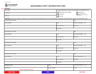 Document preview: Form REV-563 Responsible Party Information Form - Pennsylvania