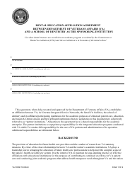 VA Form 10-0094D Dental Education Affiliation Agreement Between Department of Veterans Affairs and a School of Dentistry as the Sponsoring Institution