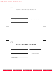 Document preview: Form AO391 Apostille Specimen Signature Card