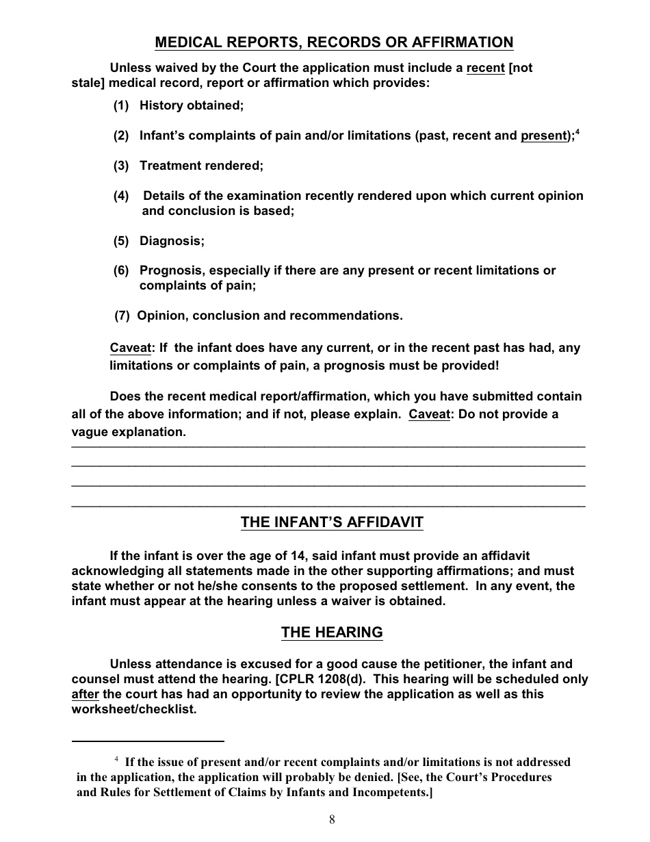 Worksheet / Checklist for Compromise Applications Template - New York, Page 8