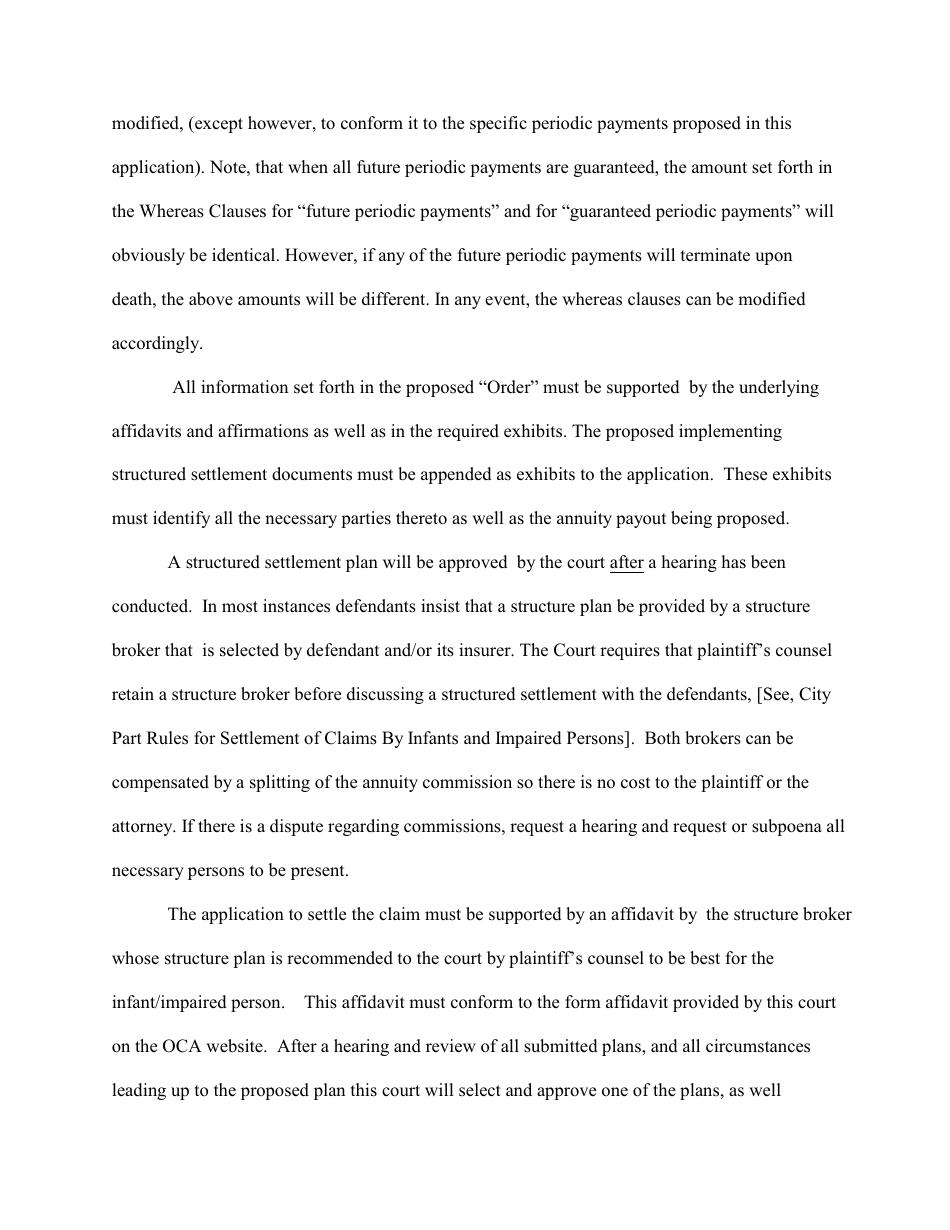 Compromise Order for a Structured Settlement - Bronx County, New York, Page 11