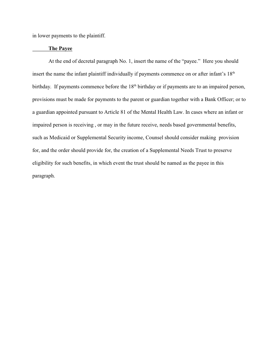 Compromise Order for a Structured Settlement - Bronx County, New York, Page 13
