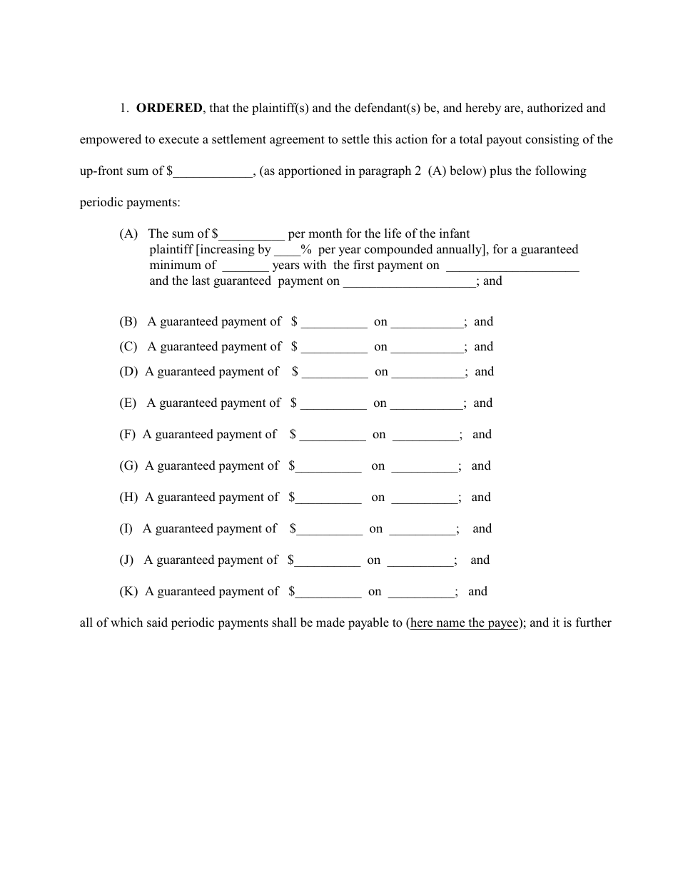 Bronx County New York Compromise Order For A Structured Settlement Fill Out Sign Online And