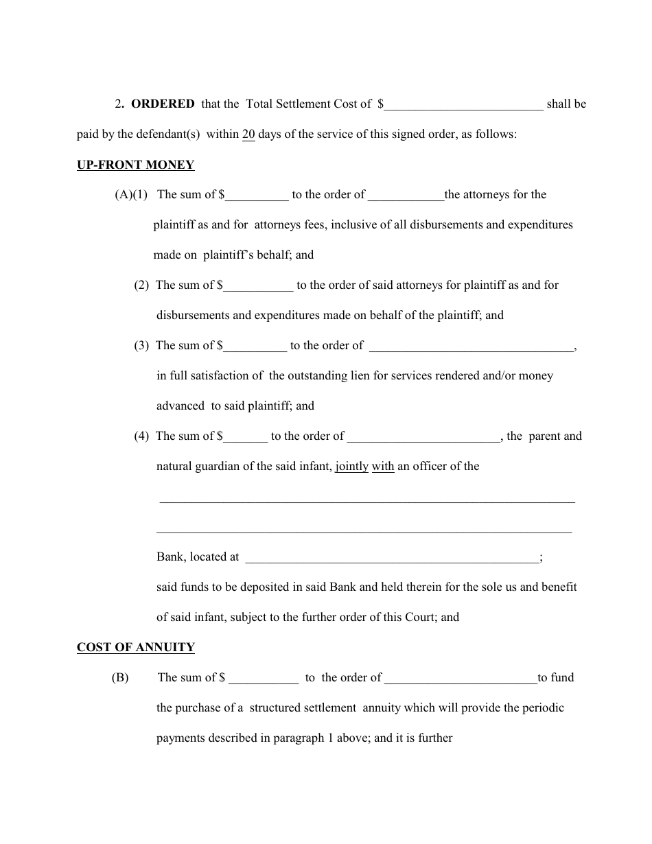 Compromise Order for a Structured Settlement - Bronx County, New York, Page 5