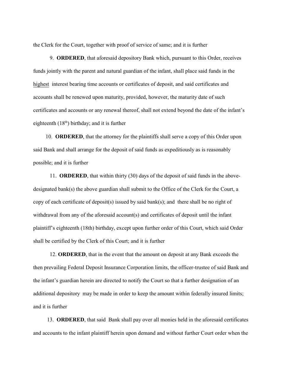 Compromise Order for a Structured Settlement - Bronx County, New York, Page 7
