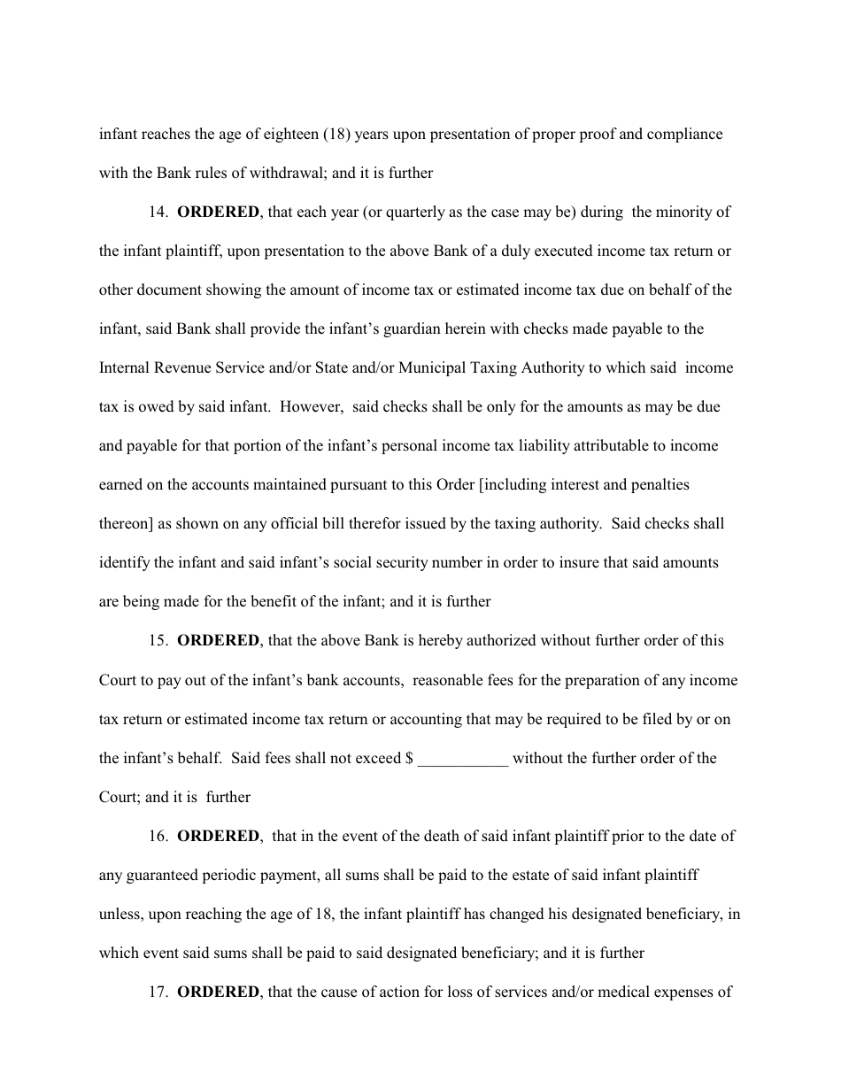 Compromise Order for a Structured Settlement - Bronx County, New York, Page 8