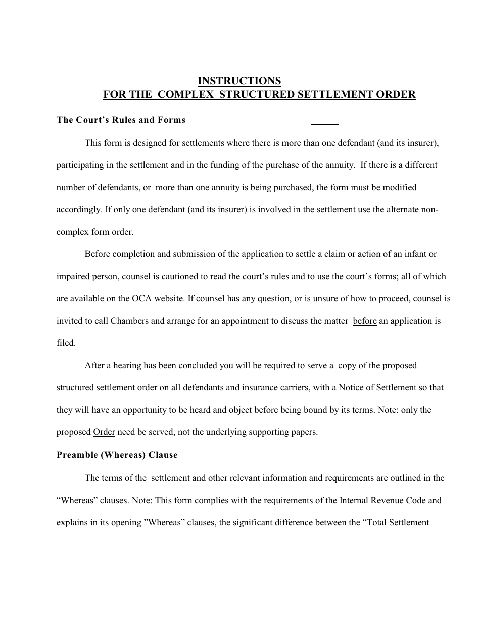 Complex Order for a Structured Settlement Form - New York, Page 11