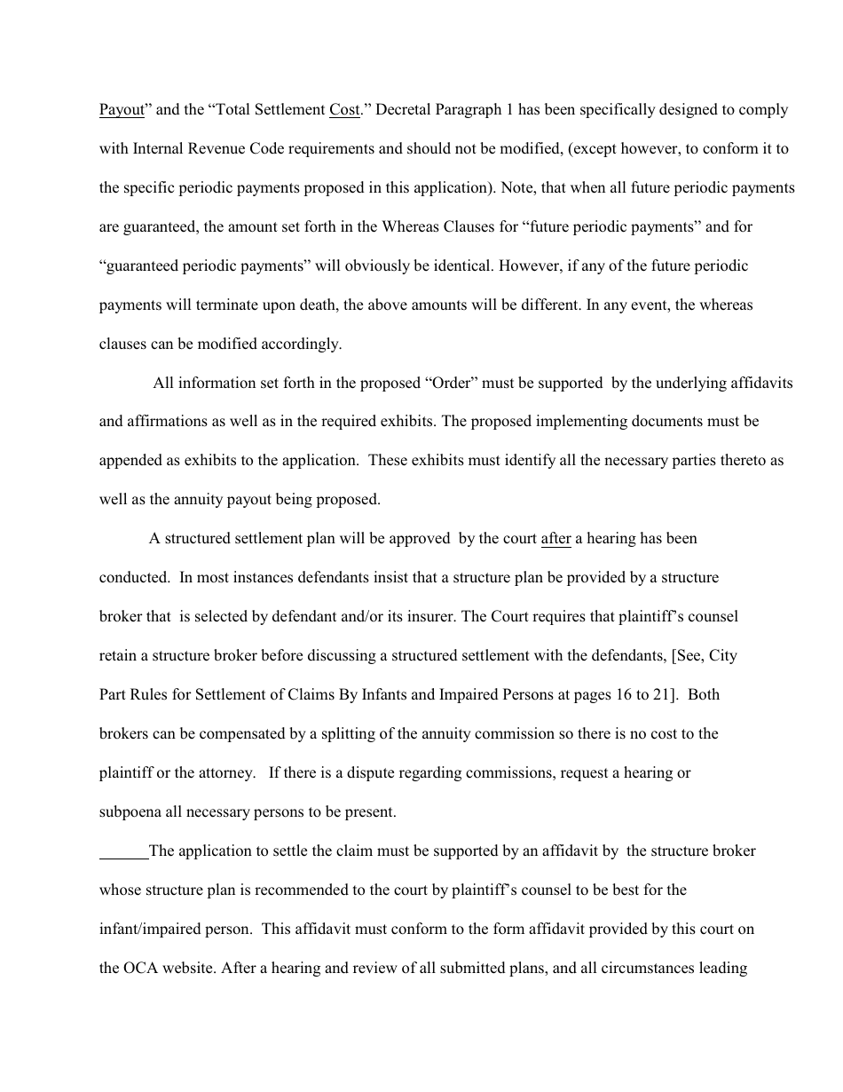 Complex Order for a Structured Settlement Form - New York, Page 12