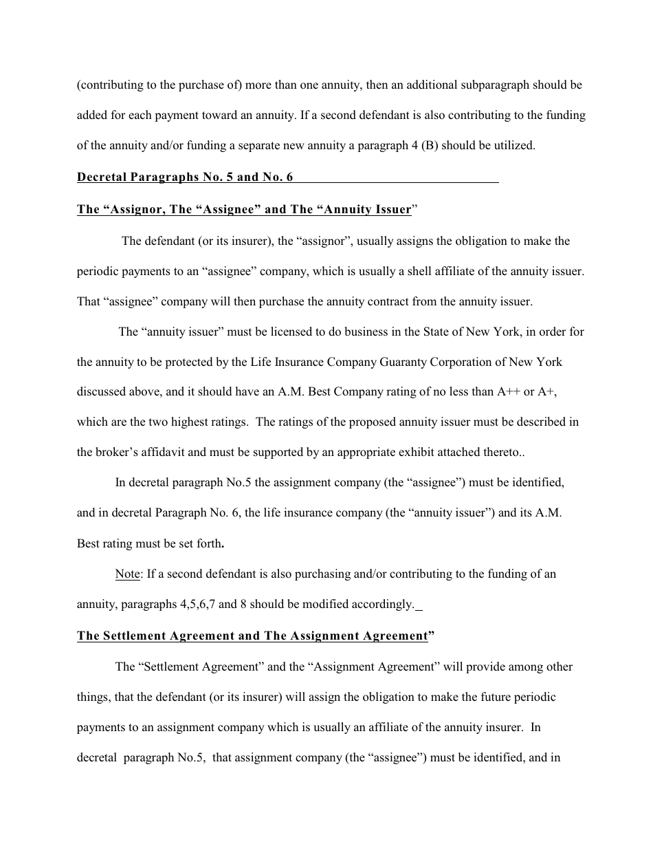 Complex Order for a Structured Settlement Form - New York, Page 15