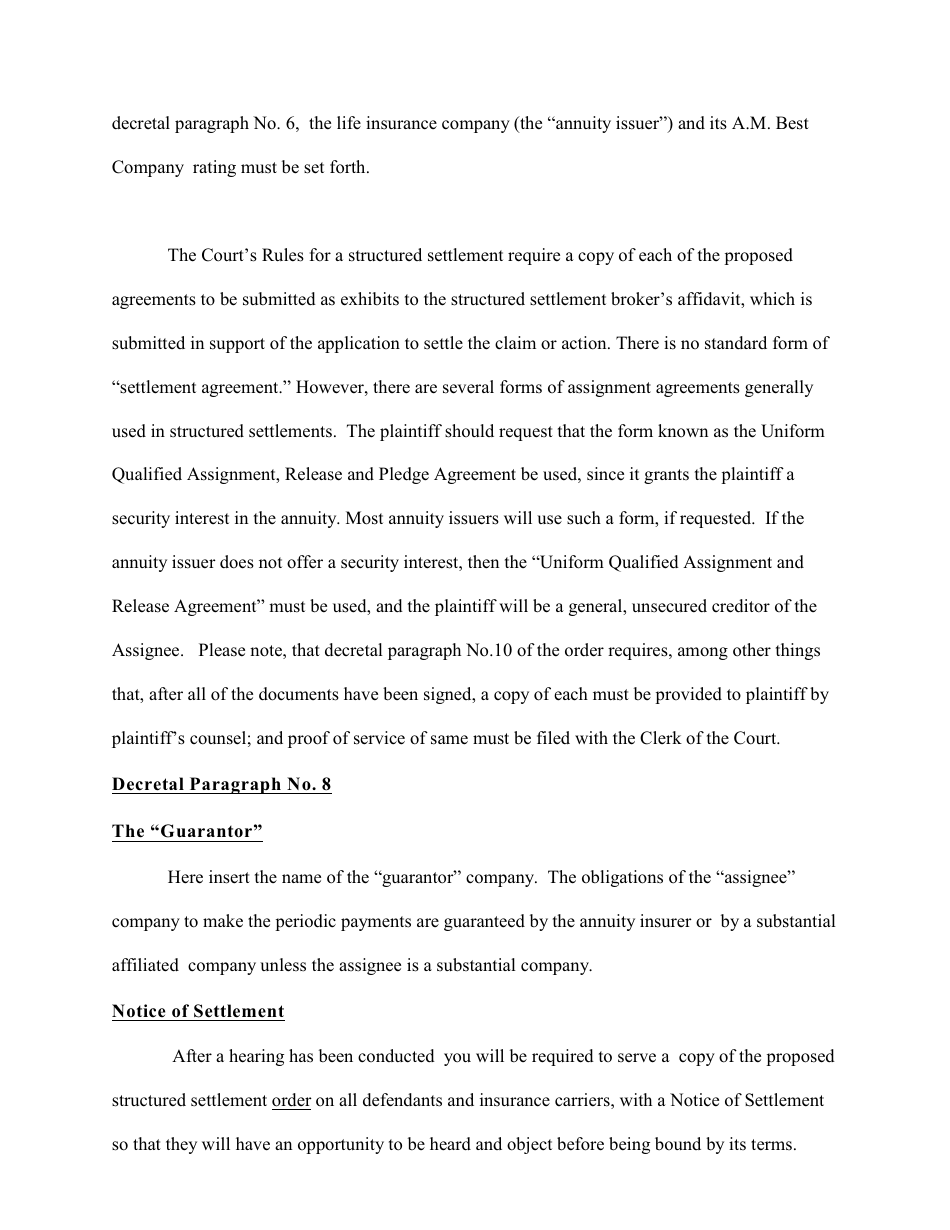 Complex Order for a Structured Settlement Form - New York, Page 16