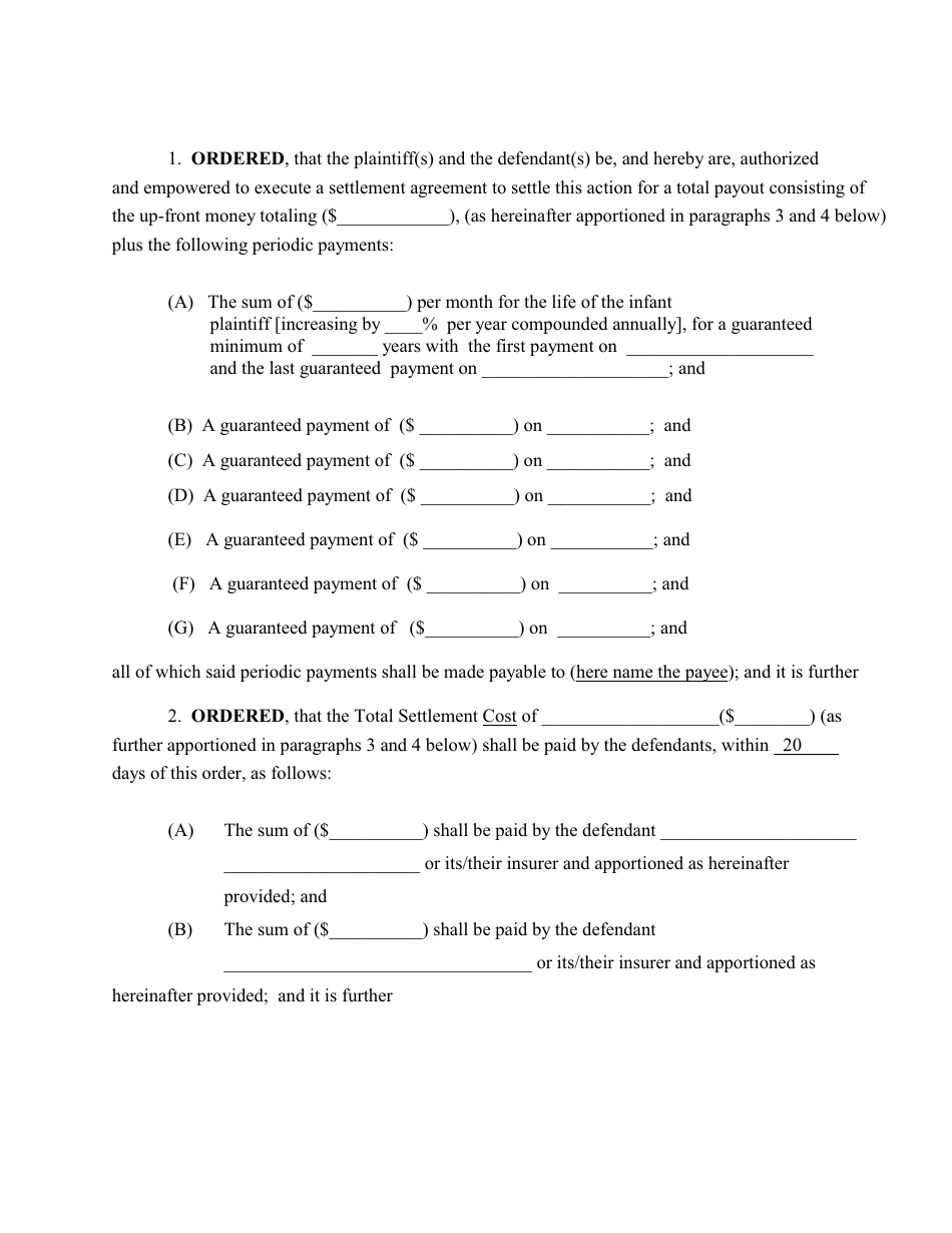 Complex Order for a Structured Settlement Form - New York, Page 4