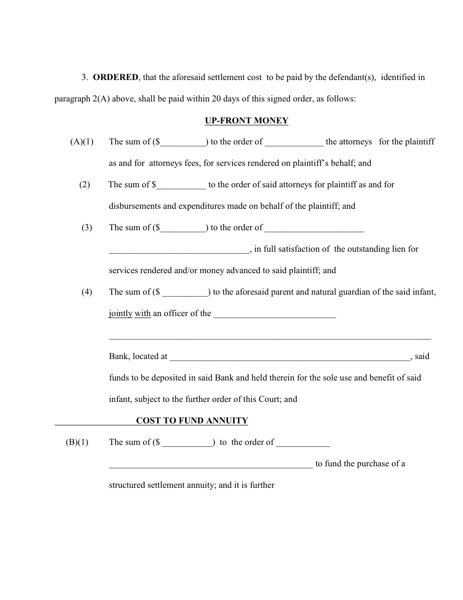 Complex Order for a Structured Settlement Form - New York, Page 5