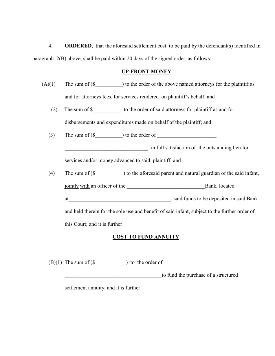 Complex Order for a Structured Settlement Form - New York, Page 6
