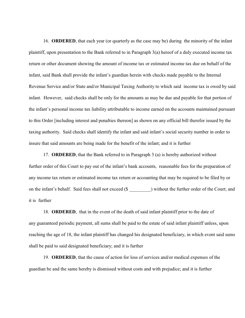Complex Order for a Structured Settlement Form - New York, Page 9