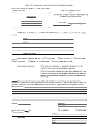 Document preview: Ex Parte Application for Approval of Secondary Appointment Template - Bronx County, New York