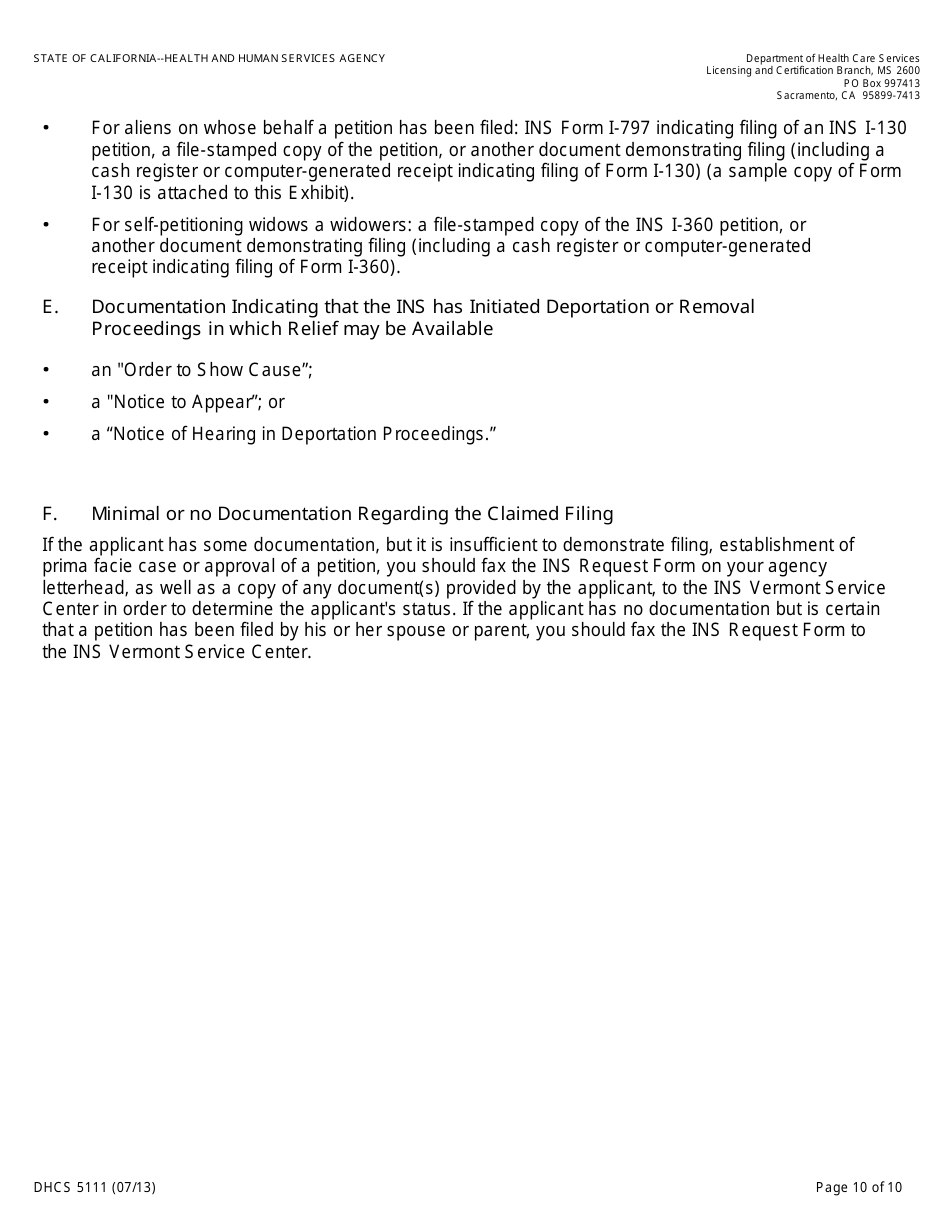 Form DHCS5111 Statement of Citizenship, Alienage, and Immigration Status for State Public Benefits - California, Page 10