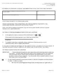 Form DHCS5111 &quot;Statement of Citizenship, Alienage, and Immigration Status for State Public Benefits&quot; - California, Page 2
