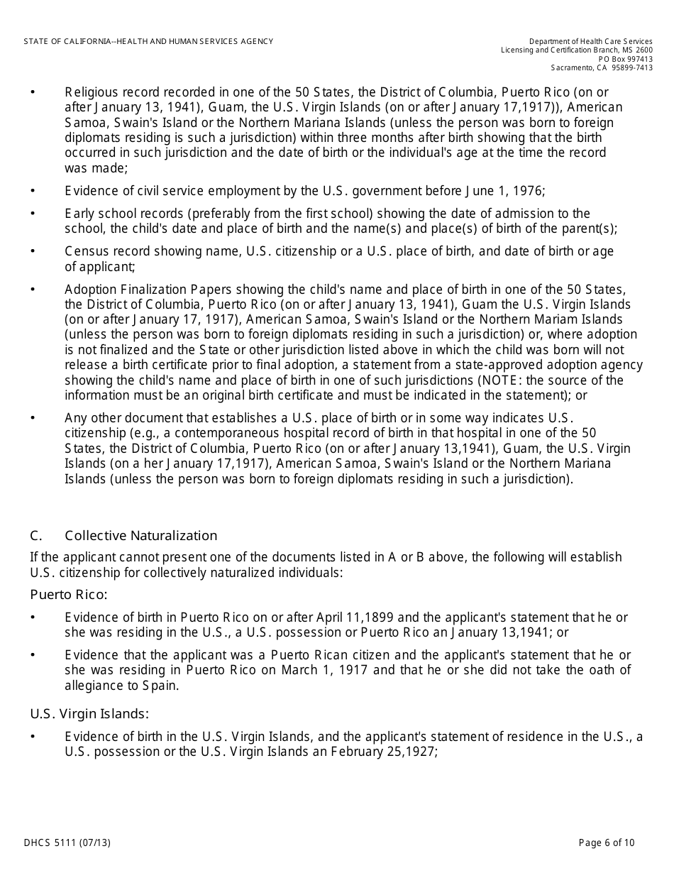 Form DHCS5111 Statement of Citizenship, Alienage, and Immigration Status for State Public Benefits - California, Page 6