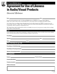 Document preview: FWS Form 3-2260 Agreement for Use of Likeness in Audio/Visual Products - General Release