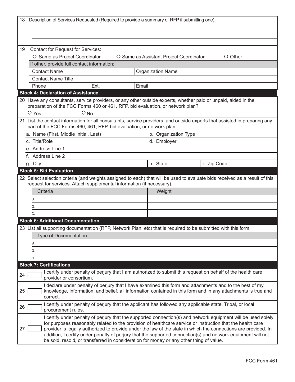 FCC Form 461 Rural Health Care (Rhc) Universal Service Healthcare Connect Fund Request for Services Form, Page 3