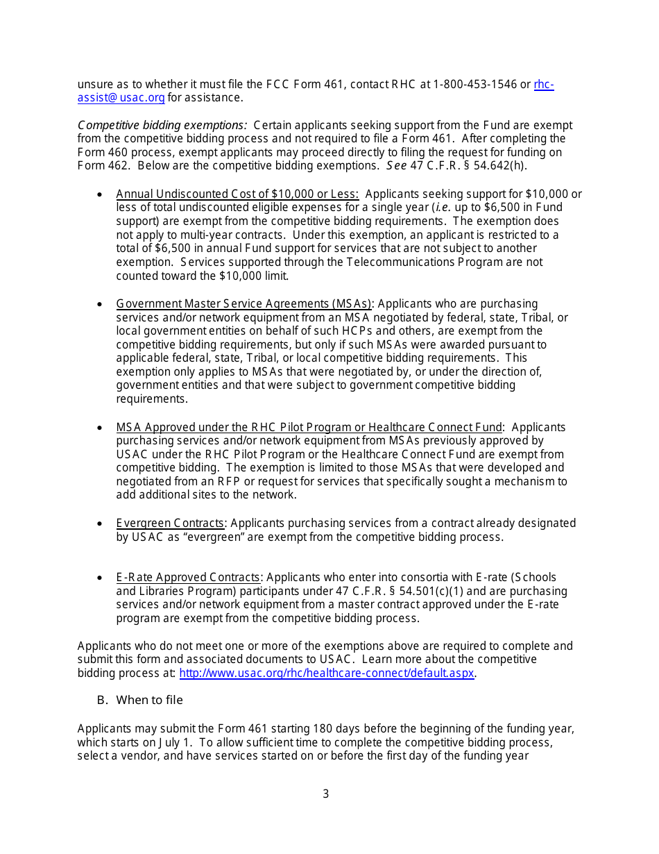 FCC Form 461 Rural Health Care (Rhc) Universal Service Healthcare Connect Fund Request for Services Form, Page 7
