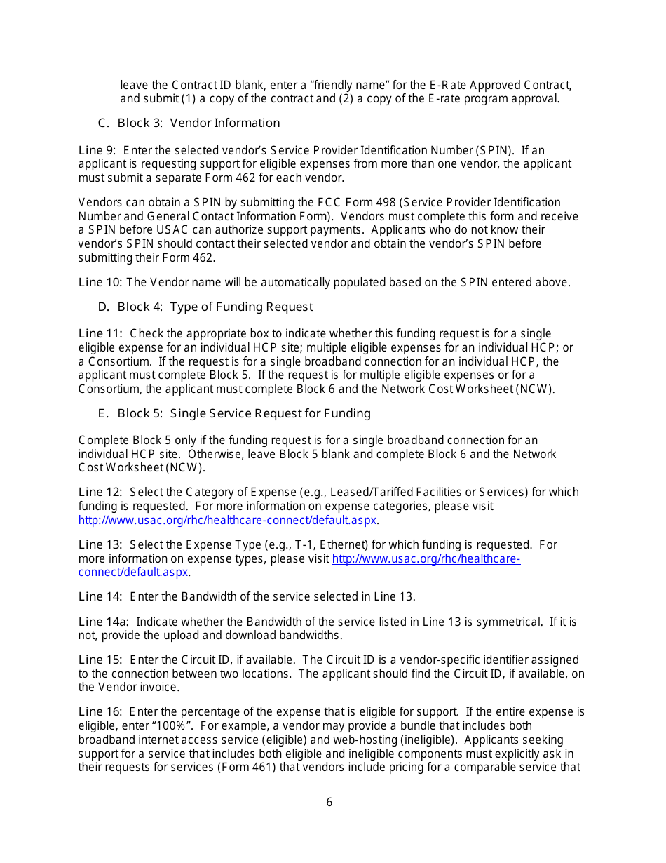 FCC Form 462 Rural Health Care (Rhc) Universal Service. Healthcare Connect Fund. Funding Request Form, Page 11