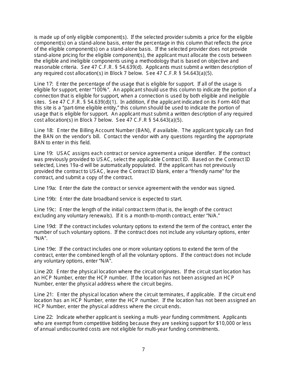 FCC Form 462 Rural Health Care (Rhc) Universal Service. Healthcare Connect Fund. Funding Request Form, Page 12