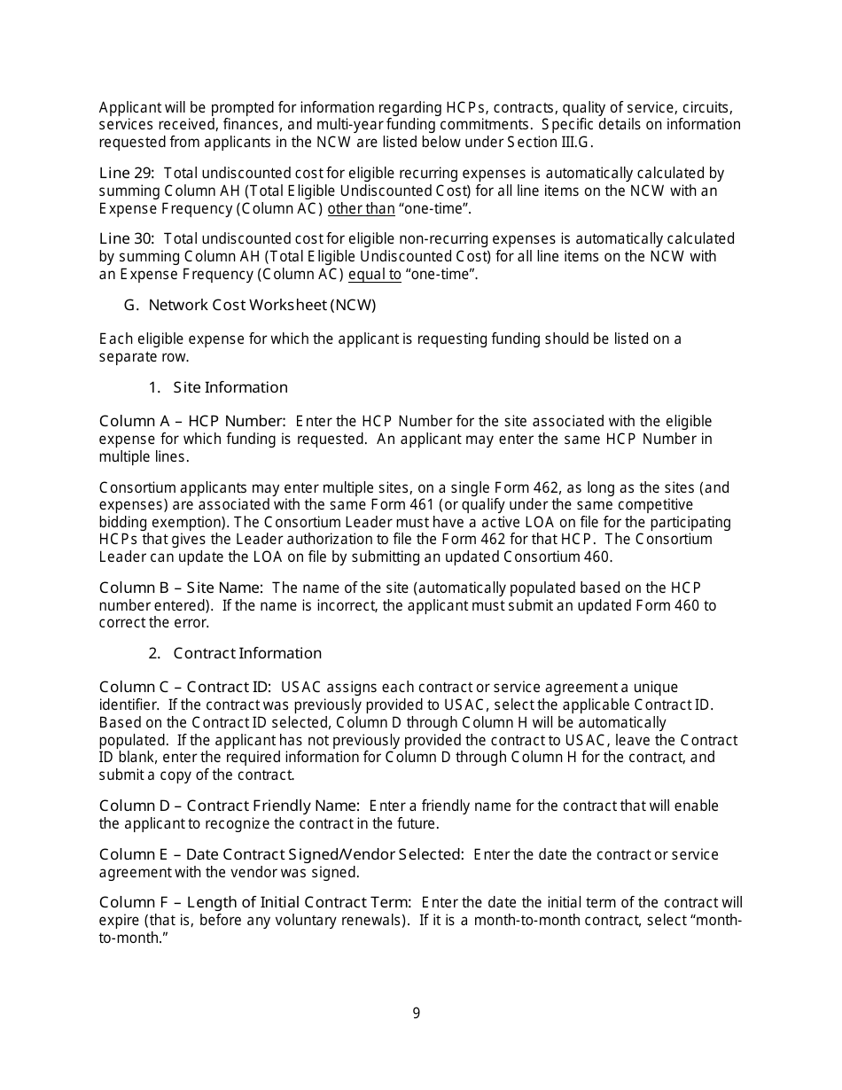FCC Form 462 Rural Health Care (Rhc) Universal Service. Healthcare Connect Fund. Funding Request Form, Page 14