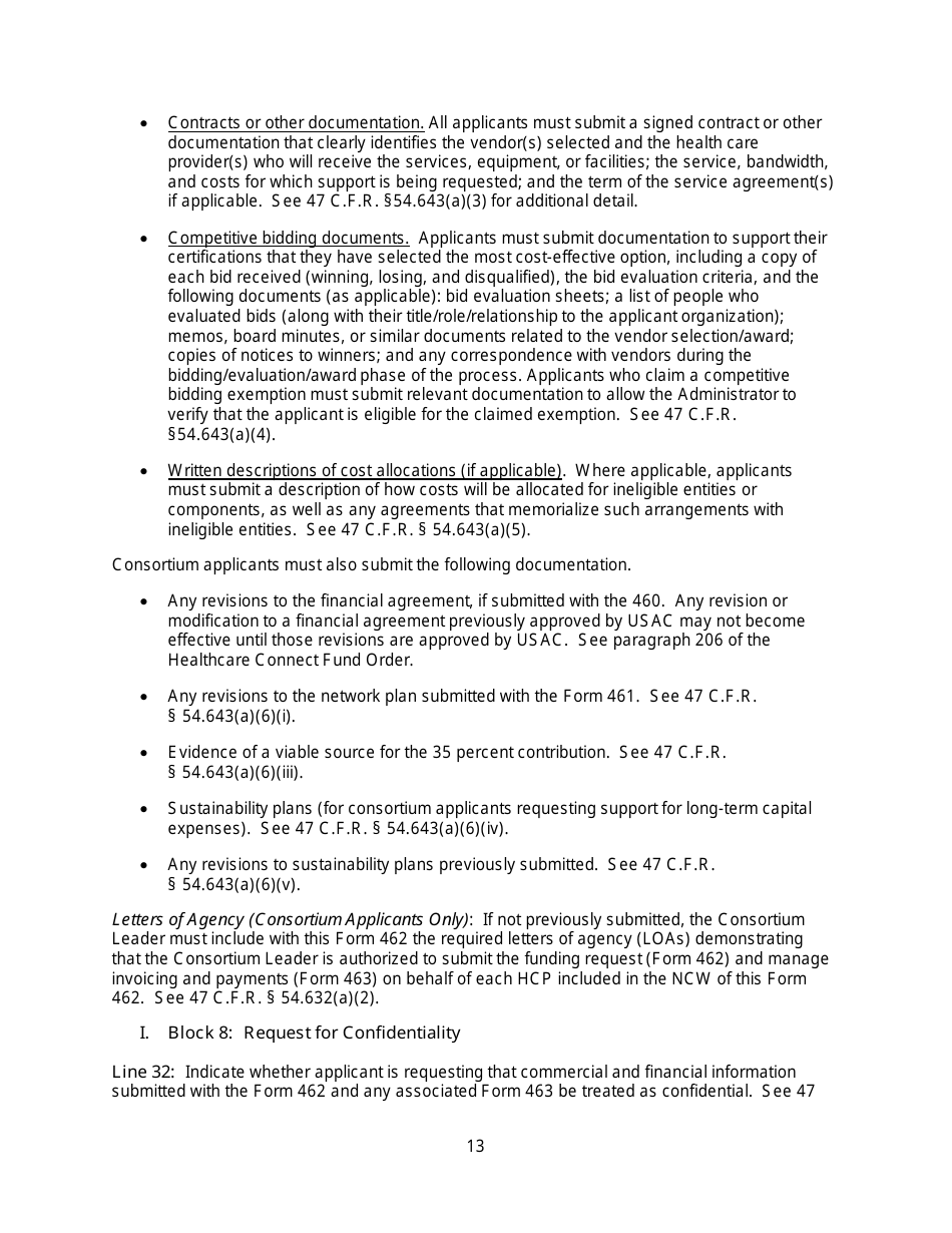 FCC Form 462 Rural Health Care (Rhc) Universal Service. Healthcare Connect Fund. Funding Request Form, Page 18