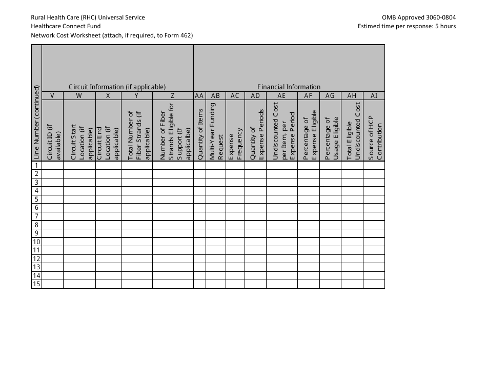FCC Form 462 Rural Health Care (Rhc) Universal Service. Healthcare Connect Fund. Funding Request Form, Page 5