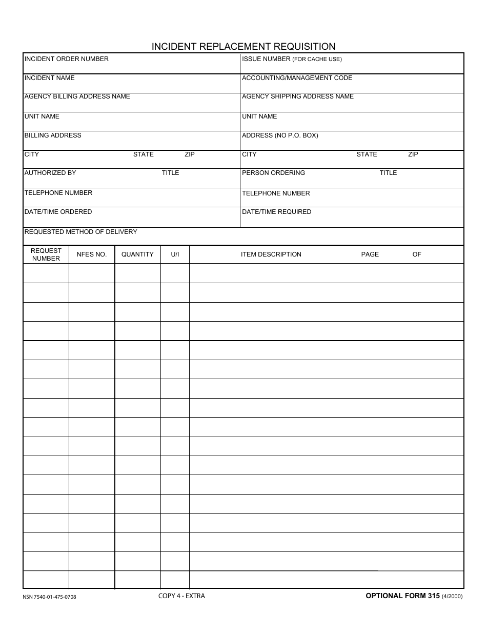 Optional Form 315 Incident Replacement Requisition, Page 7