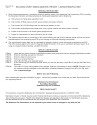 OTC Form CG-128 Oklahoma Charity Gaming Quarterly Return - Licensed Manufacturer - Oklahoma, Page 2