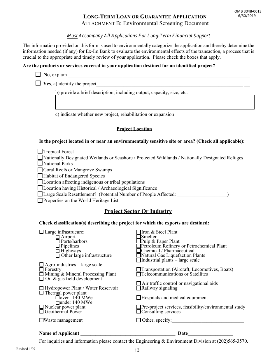 Application for Long-Term Loan or Guarantee, Page 13