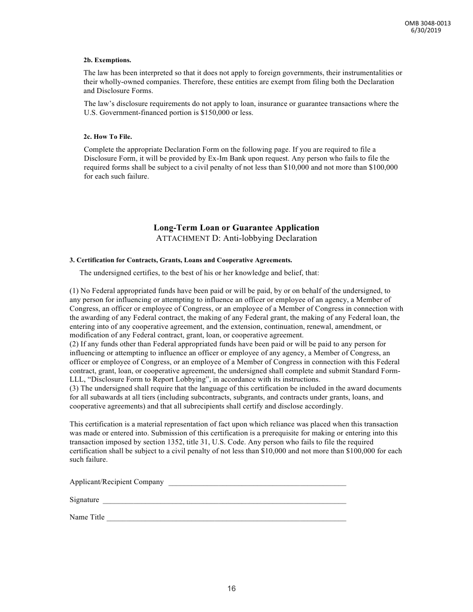 Application for Long-Term Loan or Guarantee, Page 16