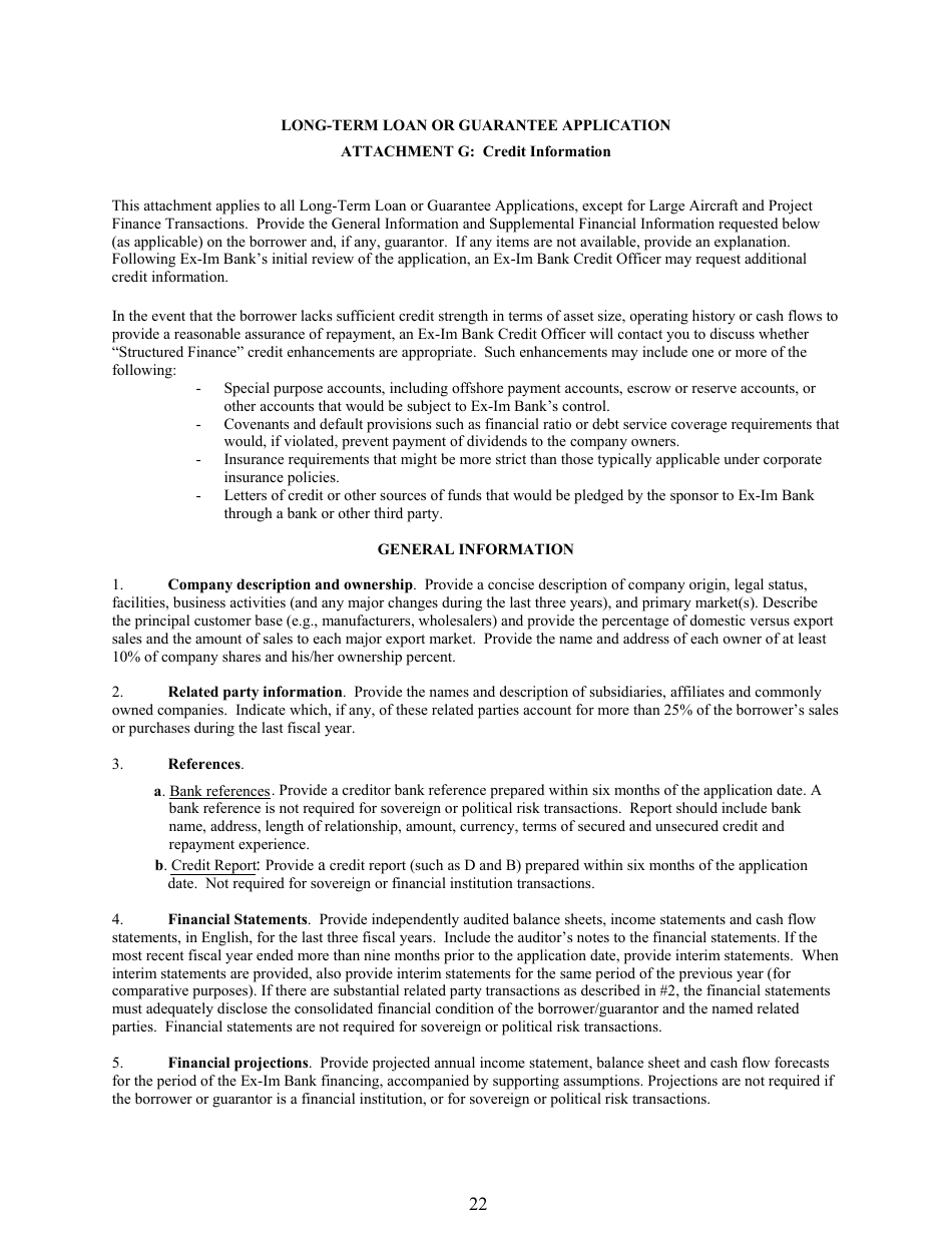 Application for Long-Term Loan or Guarantee, Page 22
