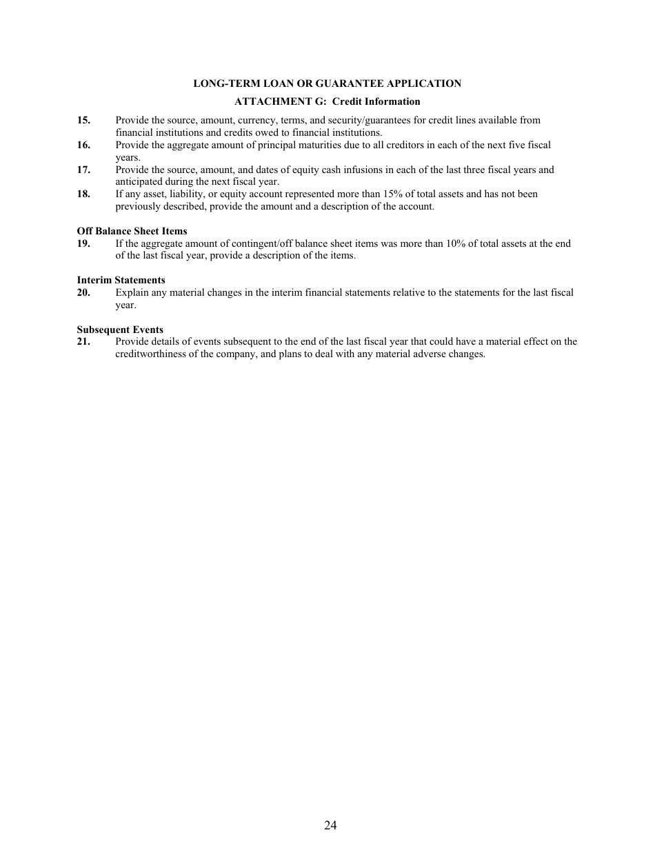 Application for Long-Term Loan or Guarantee, Page 24