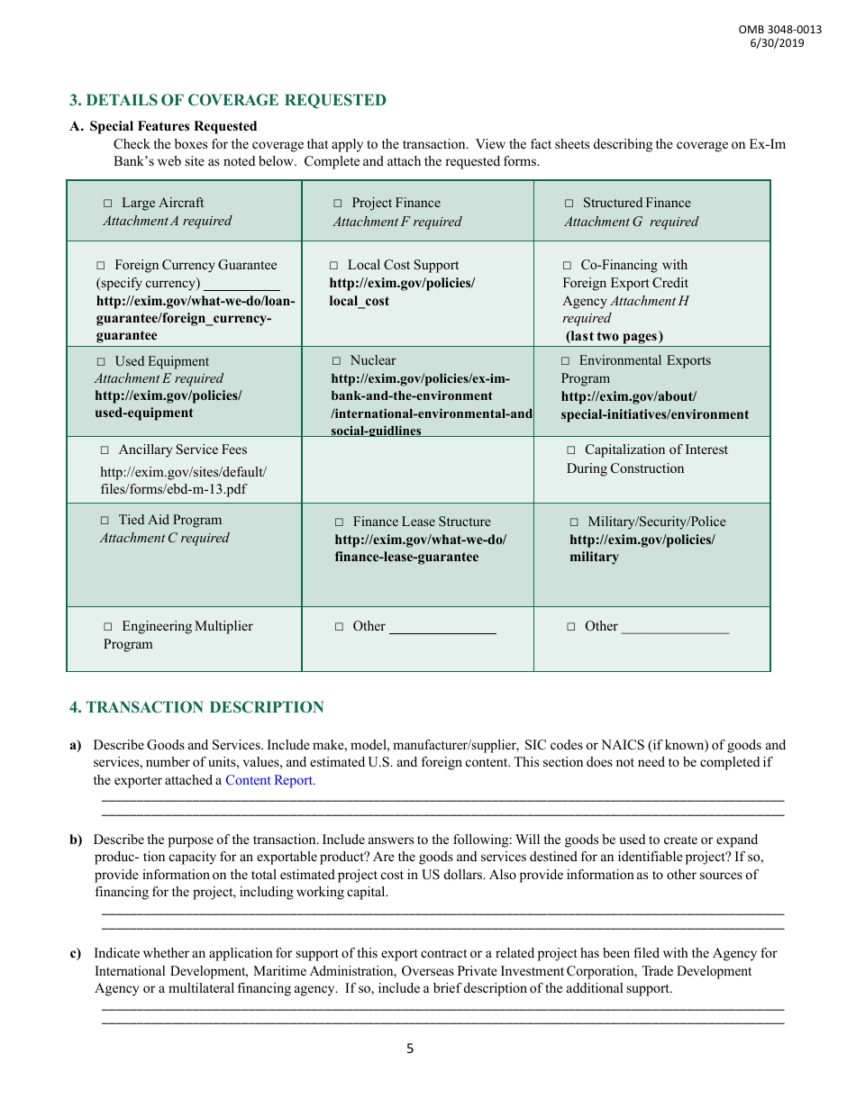 Application for Long-Term Loan or Guarantee, Page 5