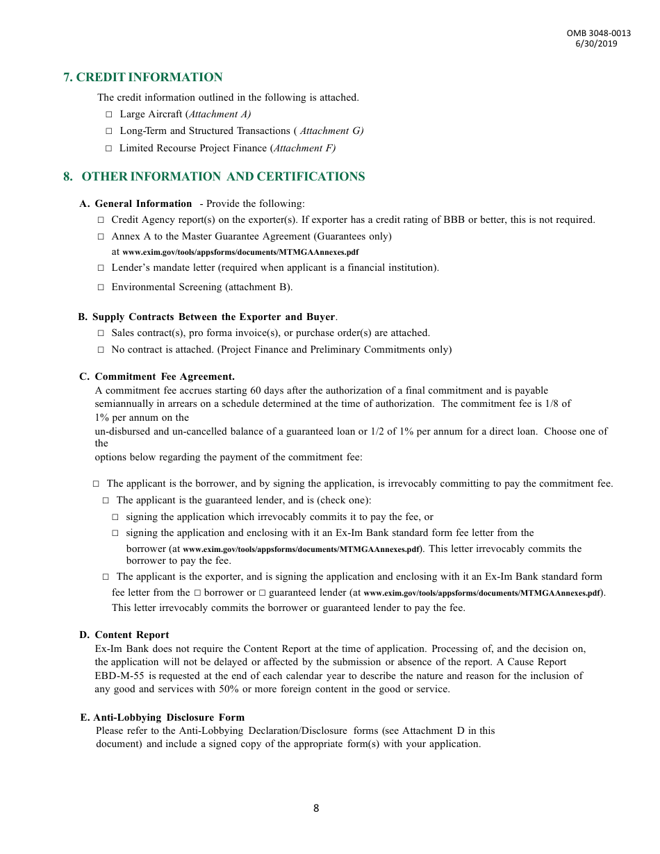 Application for Long-Term Loan or Guarantee, Page 8