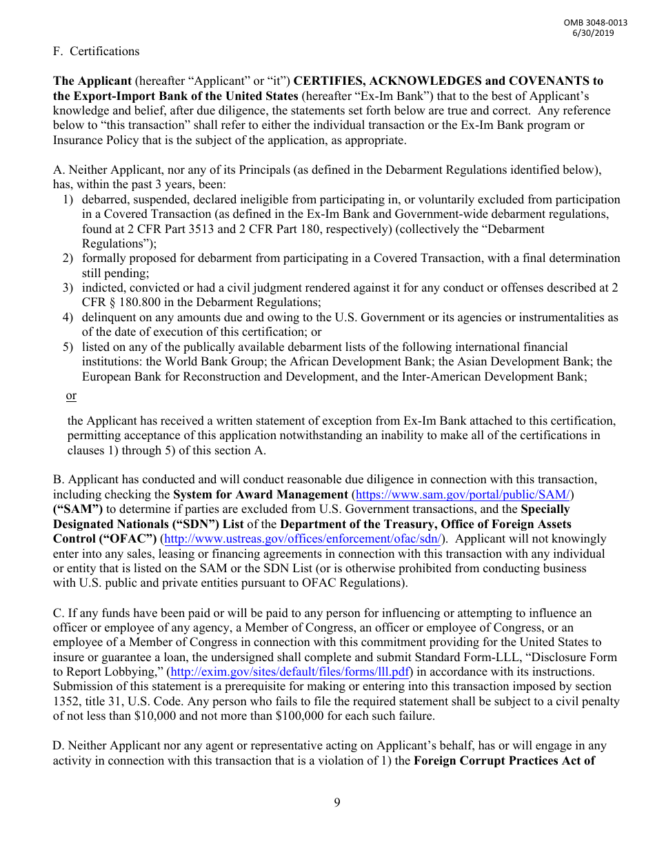 Application for Long-Term Loan or Guarantee, Page 9