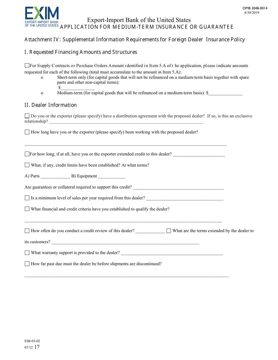 Form EIB-03-02 Application for Medium-Term Insurance or Guarantee, Page 17