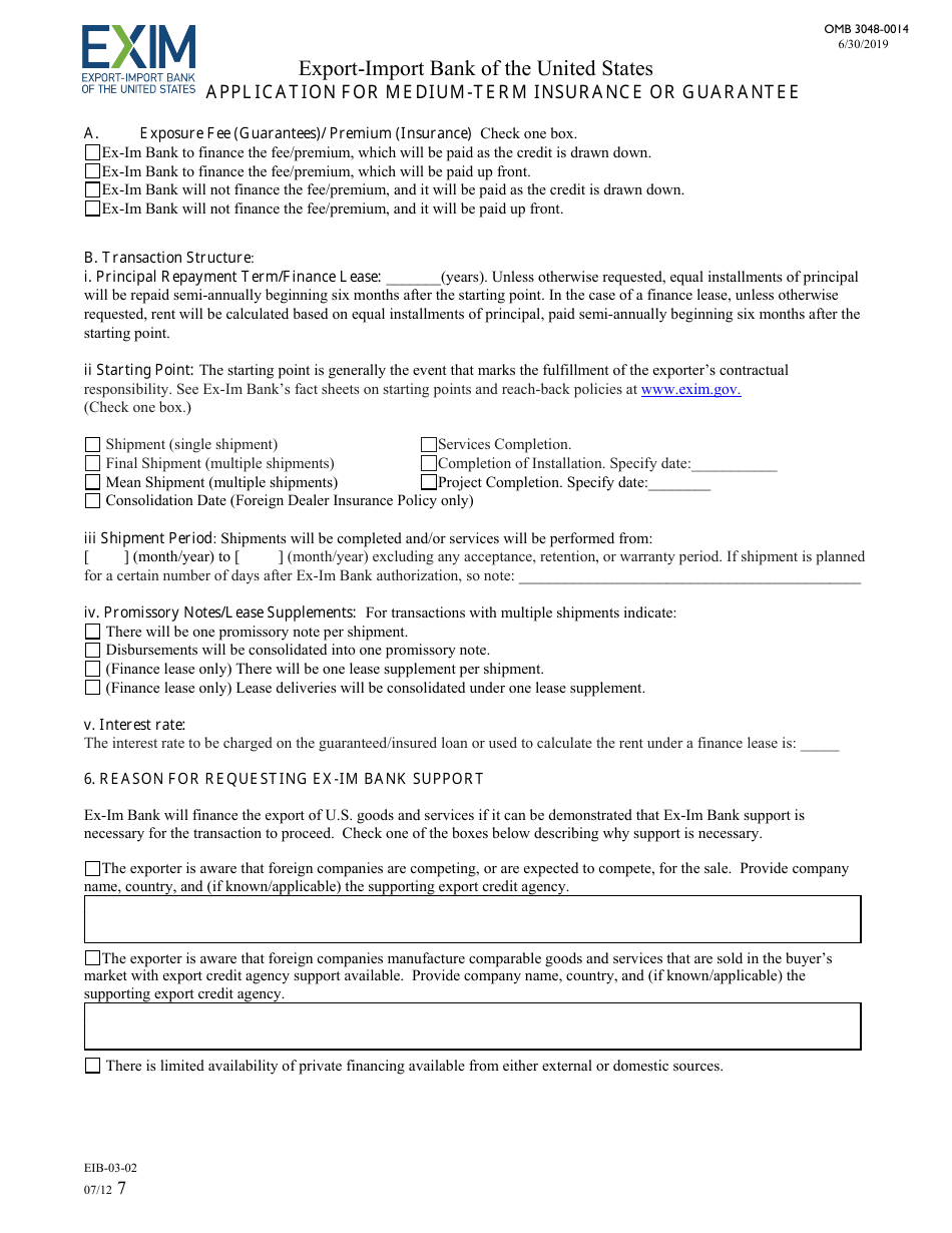 Form EIB-03-02 Application for Medium-Term Insurance or Guarantee, Page 7