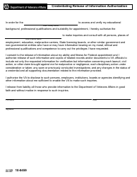 Document preview: VA Form 10-0459 Credentialing Release of Information Authorization
