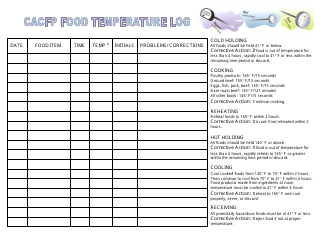 Document preview: CACFP Food Temperature Log Template