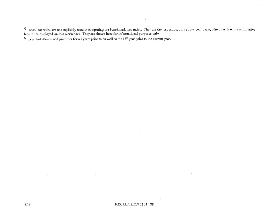 Reporting Form for the Calculation of Benchmark Ratio Since Inception for Individual Policies - Delaware, Page 2