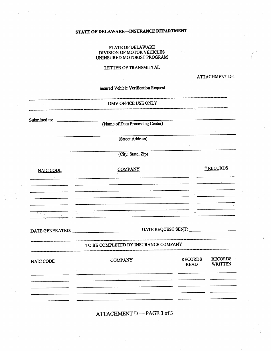 Form FR-4 Assigned Risk Insurance Certification Request - Delaware, Page 11
