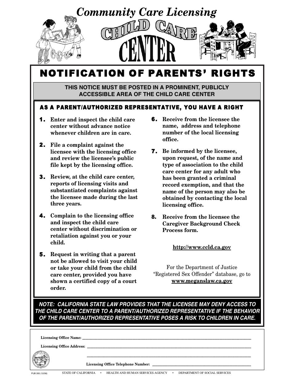 Form PUB393 Notification of Parents Rights - California, Page 1