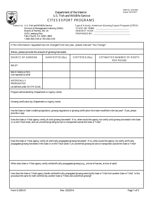 FWS Form 3-200-61  Printable Pdf