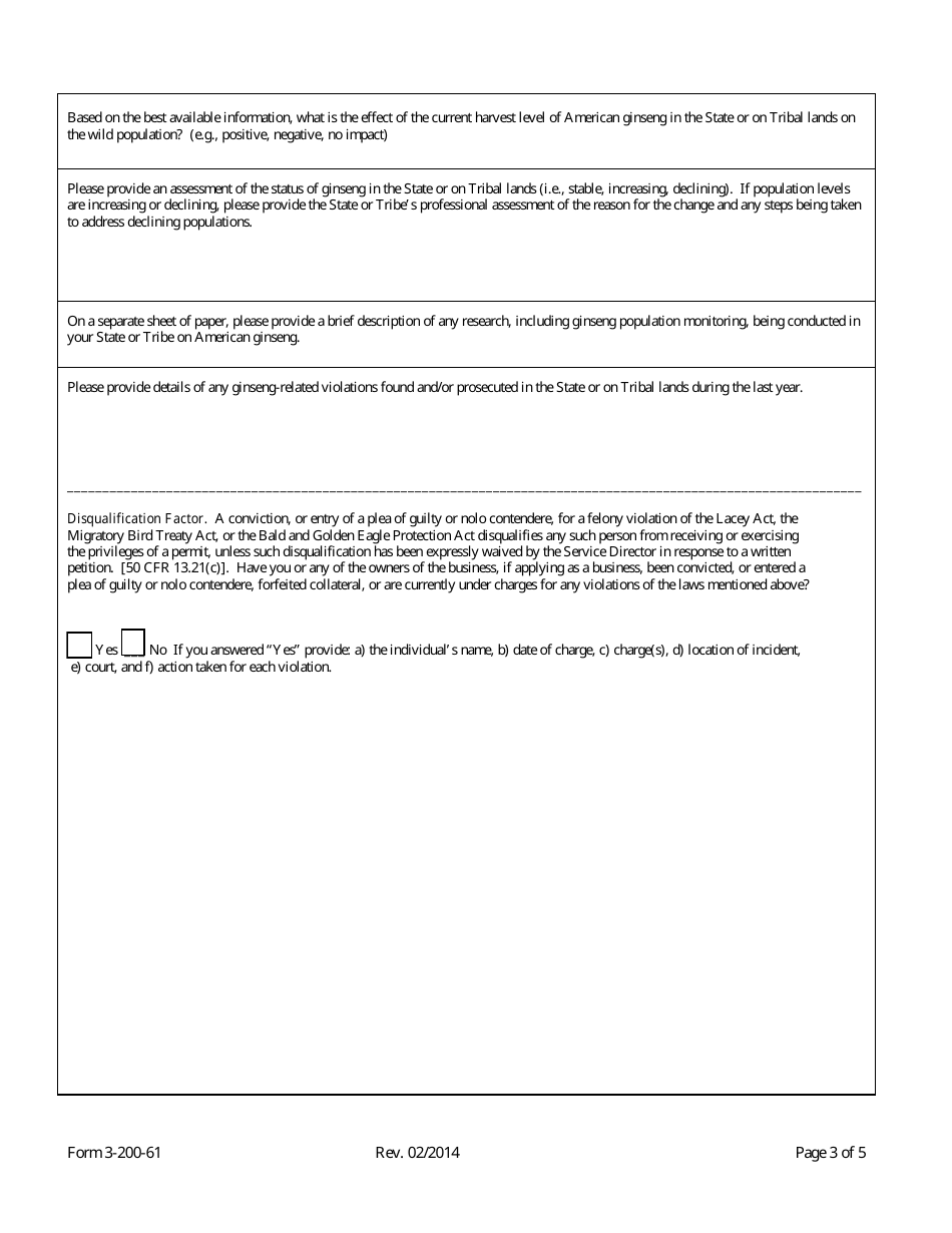 FWS Form 3-200-61 Cites Export Programs., Page 3