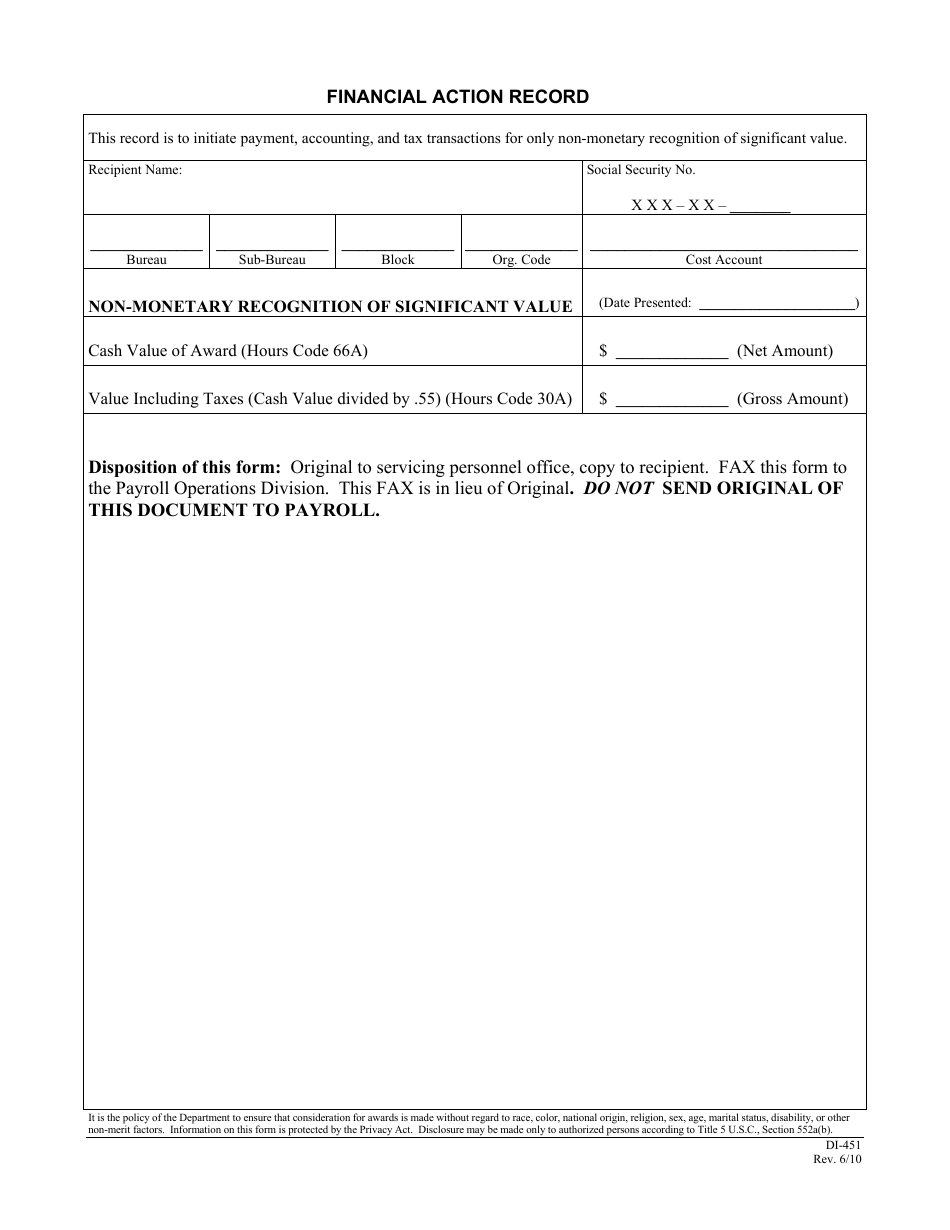 FWS Form DI-451 Recommendation and Approval of Awards, Page 3